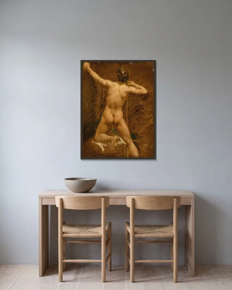 Männlicher Akt – Nr. 1 von William Etty gerahmt an einer Wand