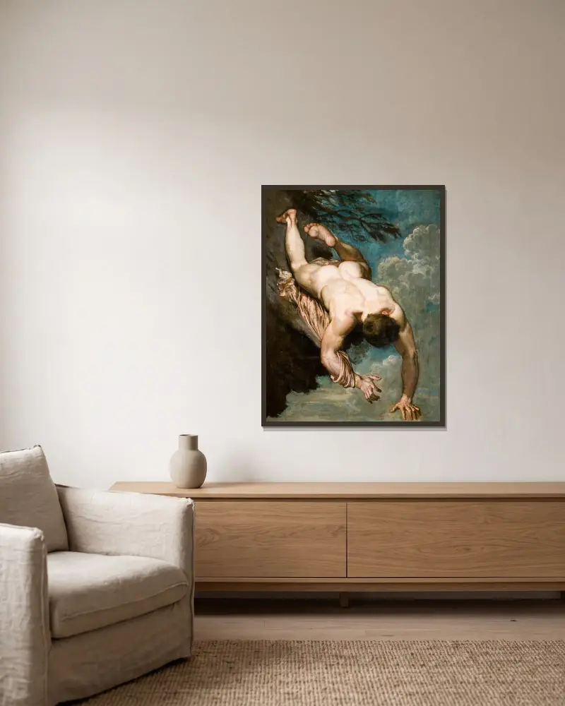 Manlius strącony ze skały, William Etty w ramie na ścianie