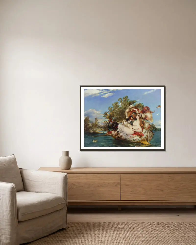 Phaedria a Cymochles, William Etty v rámu na stěně