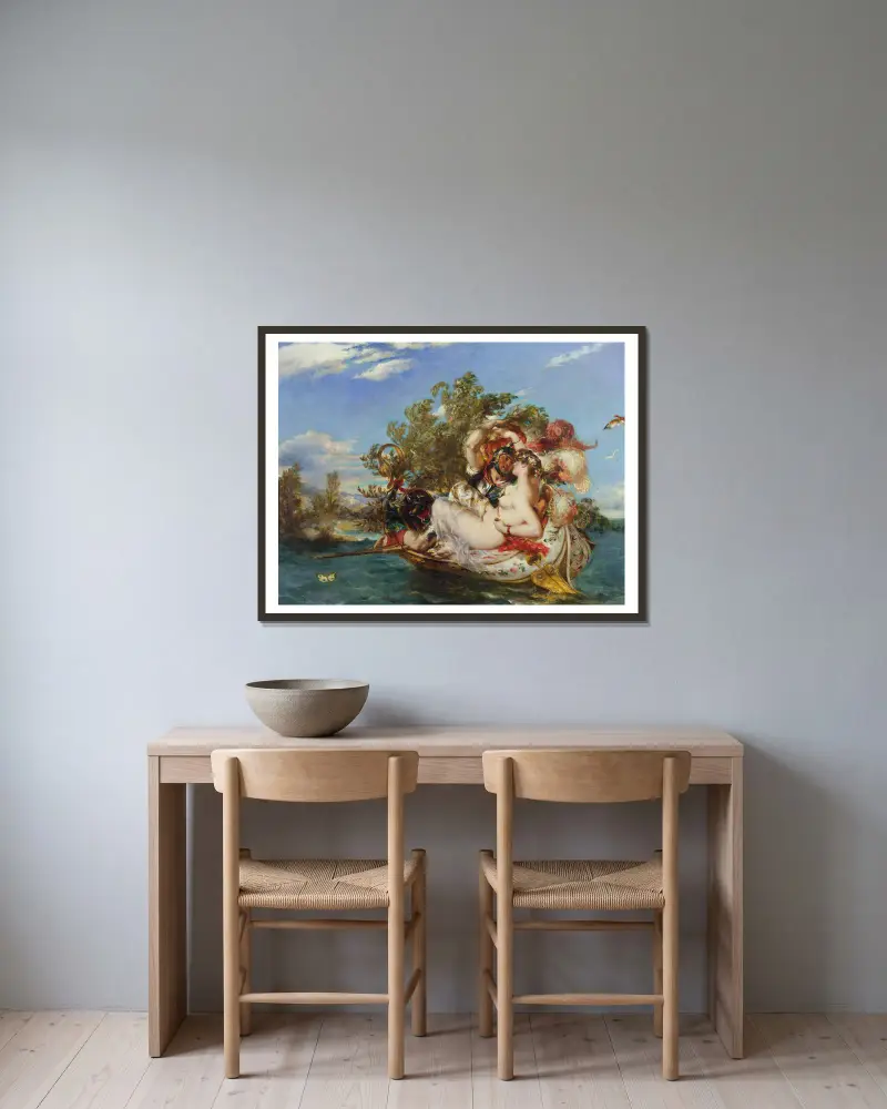 Phaedria a Cymochles, William Etty v rámu na stěně