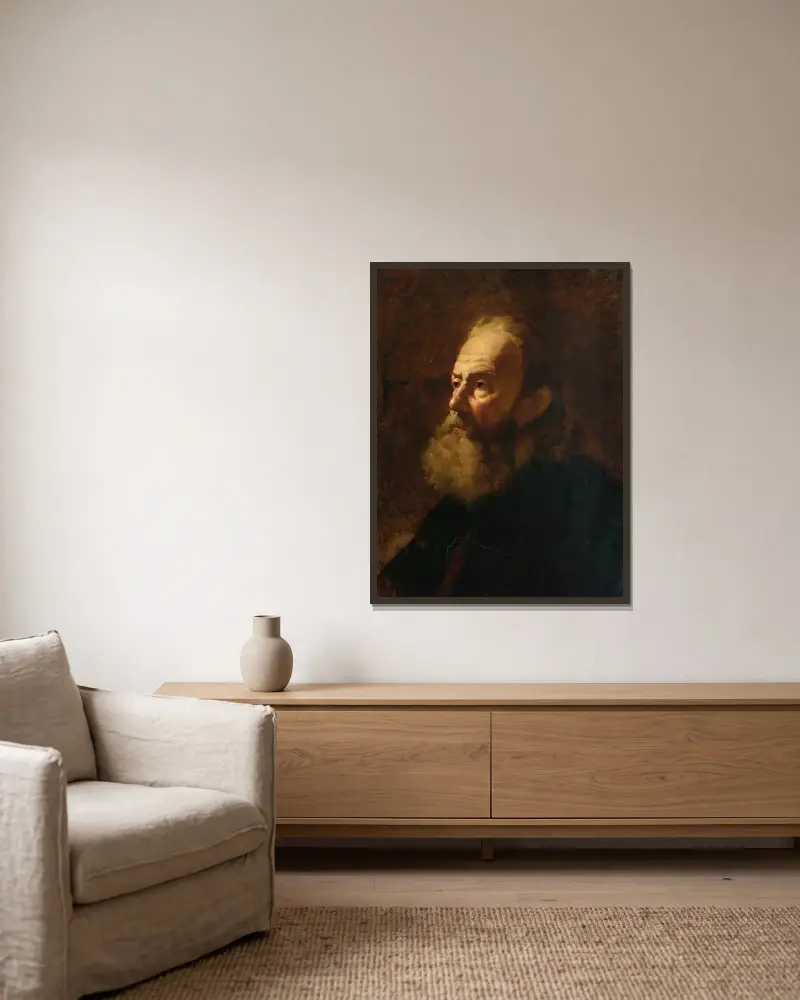 Portrait Of A Bearded Man, Bust Length av William Etty inramad på en vägg