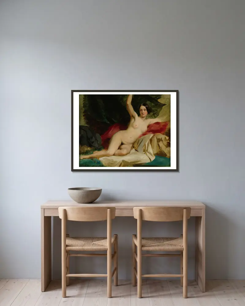 Reclining Female Nude av William Etty inramad på en vägg