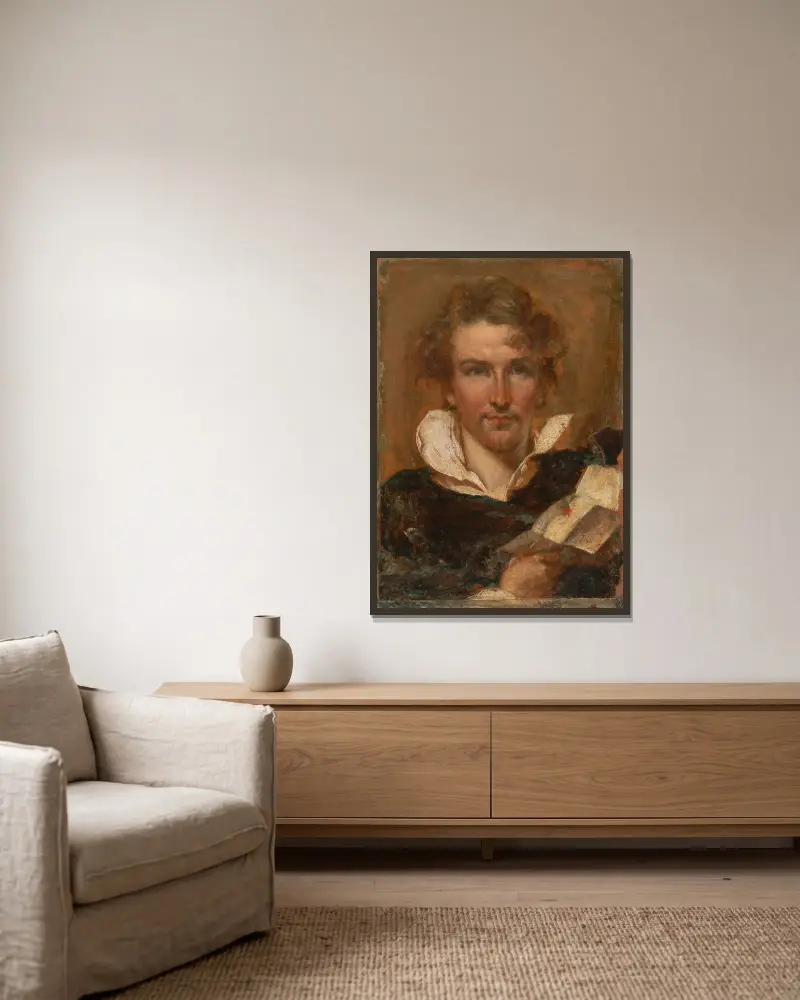 Selbstporträt von William Etty gerahmt an einer Wand