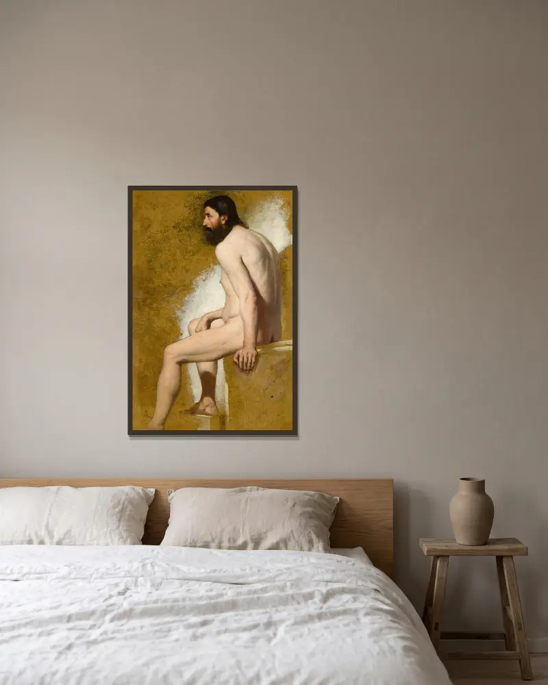 Study Of A Bearded Male Nude av William Etty inramad på en vägg