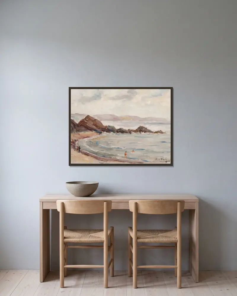 Looen rantaa av Alfred William Finch inramad på en vägg
