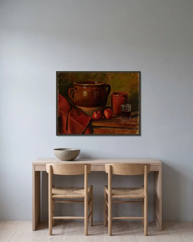 Stilleben von Alfred William Finch gerahmt an einer Wand