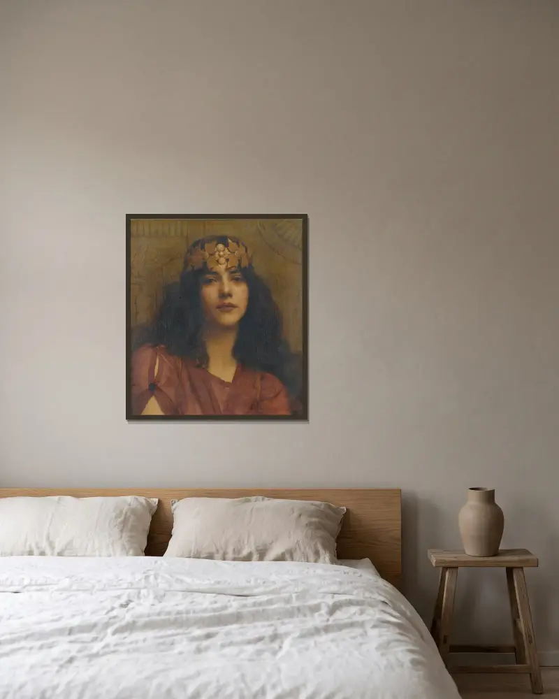 En persisk prinsessa av John William Godward inramad på en vägg