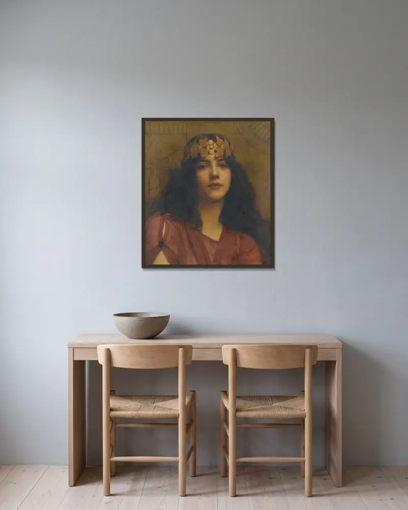 En persisk prinsessa av John William Godward inramad på en vägg