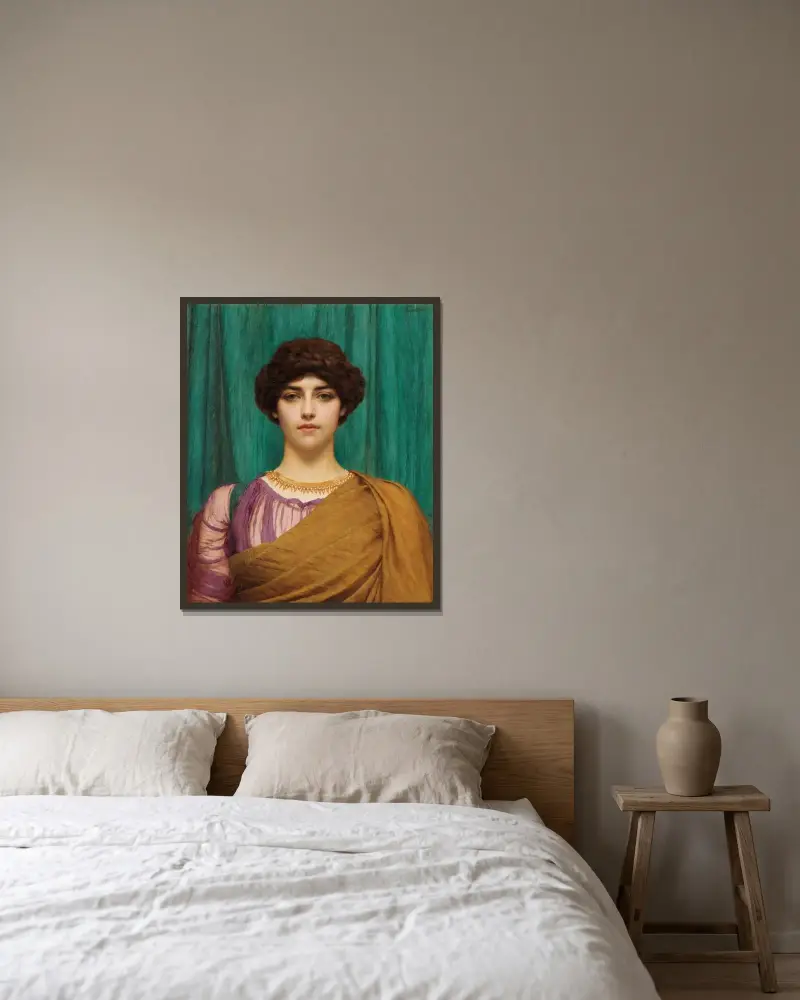 En pompejansk dam av John William Godward inramad på en vägg