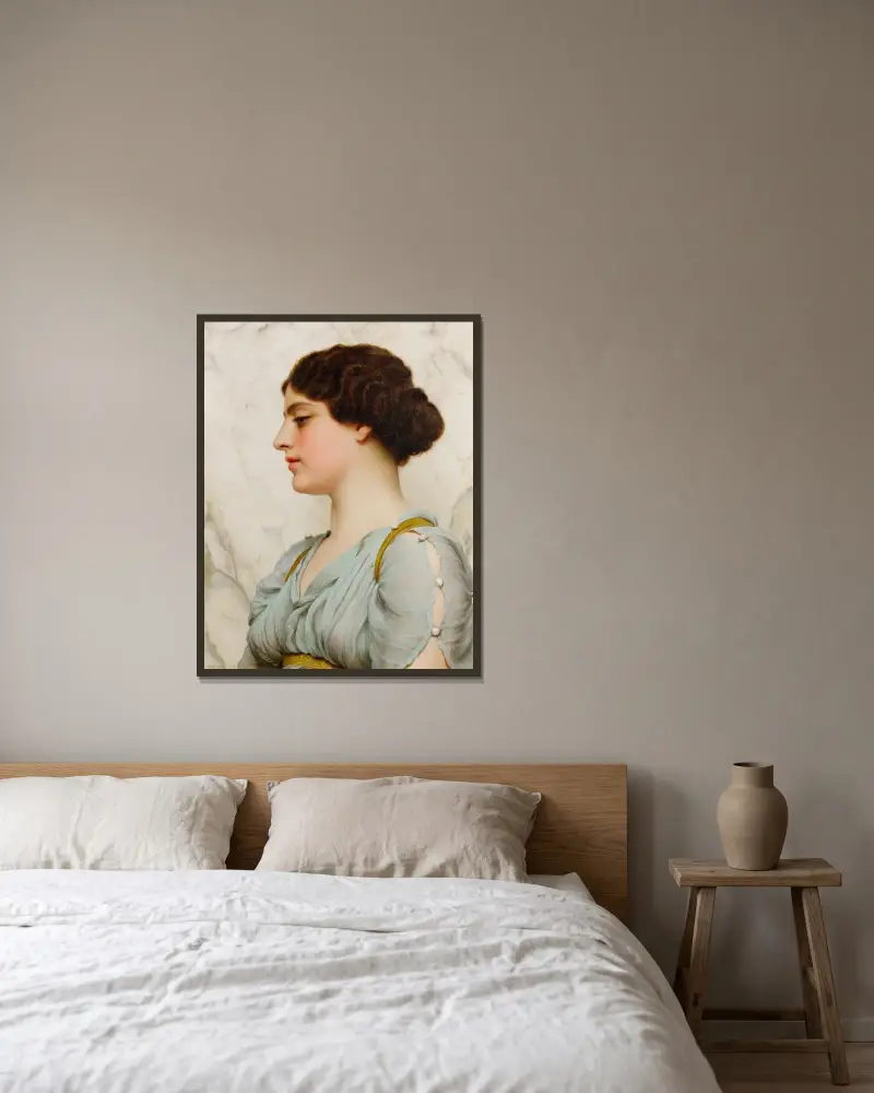 En romersk skönhet av John William Godward inramad på en vägg