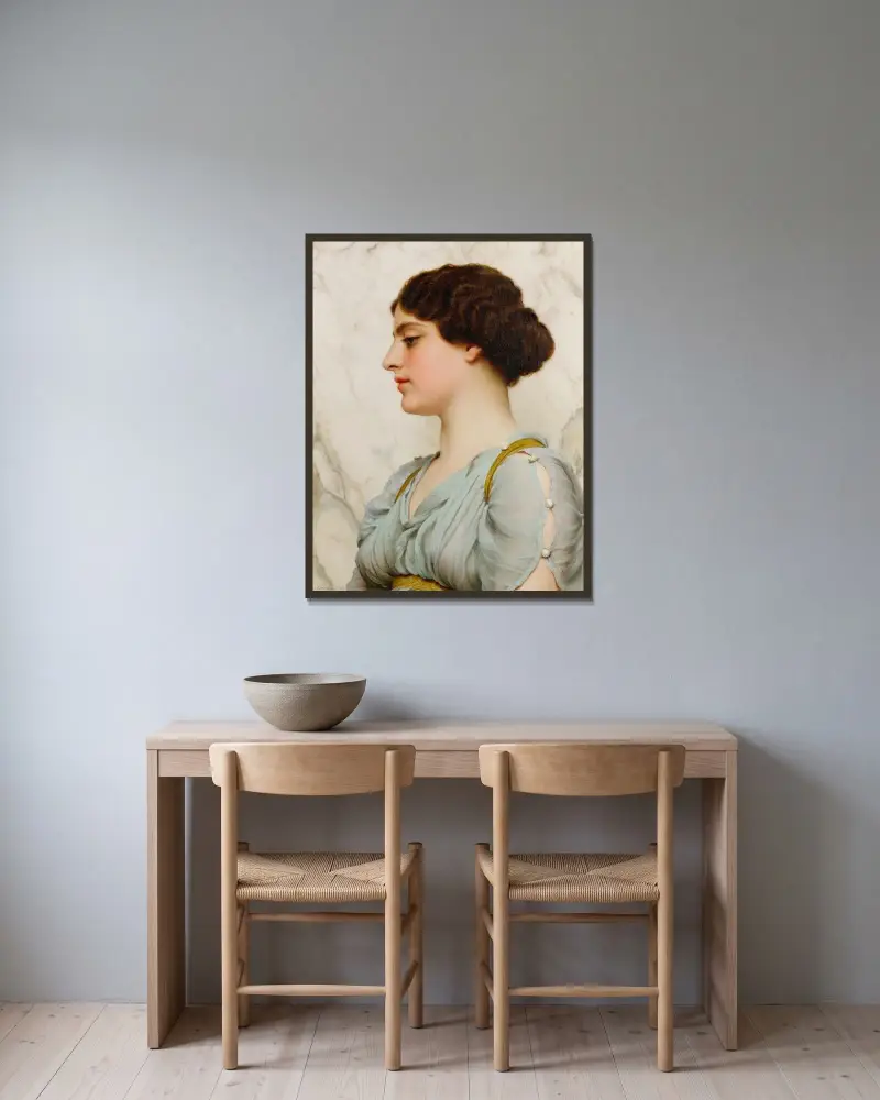 En romersk skönhet av John William Godward inramad på en vägg