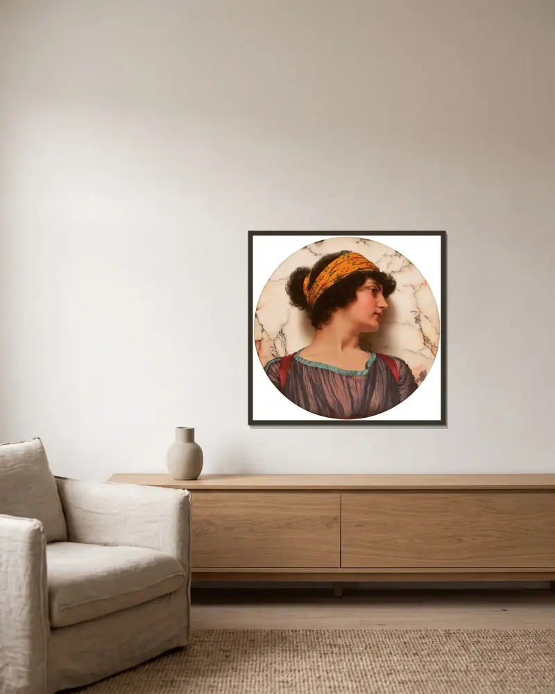 Androcléa av John William Godward inramad på en vägg