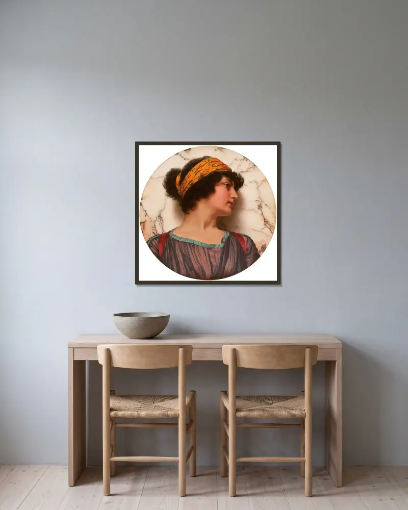 Androcléa av John William Godward inramad på en vägg