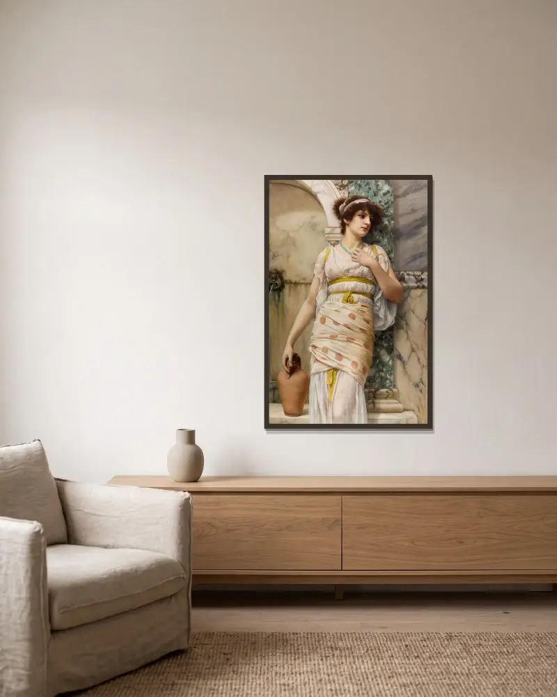 Vid fontänen av John William Godward inramad på en vägg