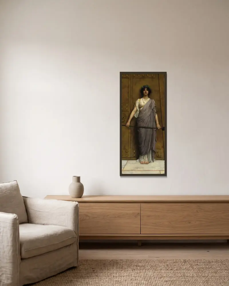 Am Tempeltor von John William Godward gerahmt an einer Wand