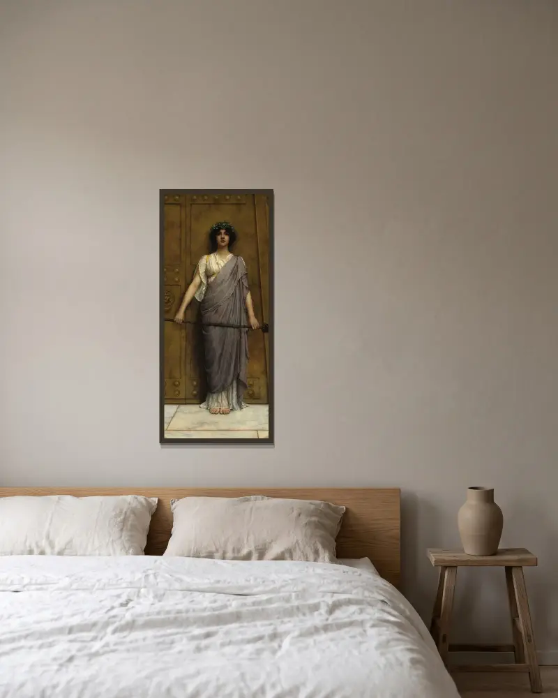 Am Tempeltor von John William Godward gerahmt an einer Wand