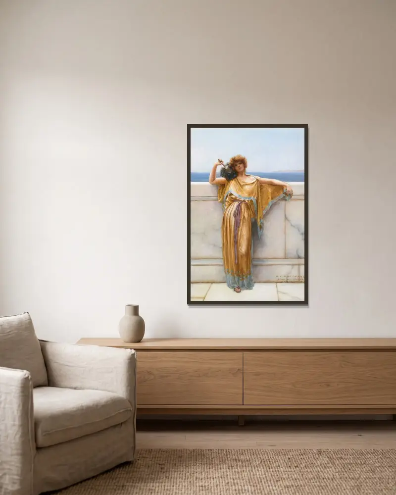 Clymene av John William Godward inramad på en vägg