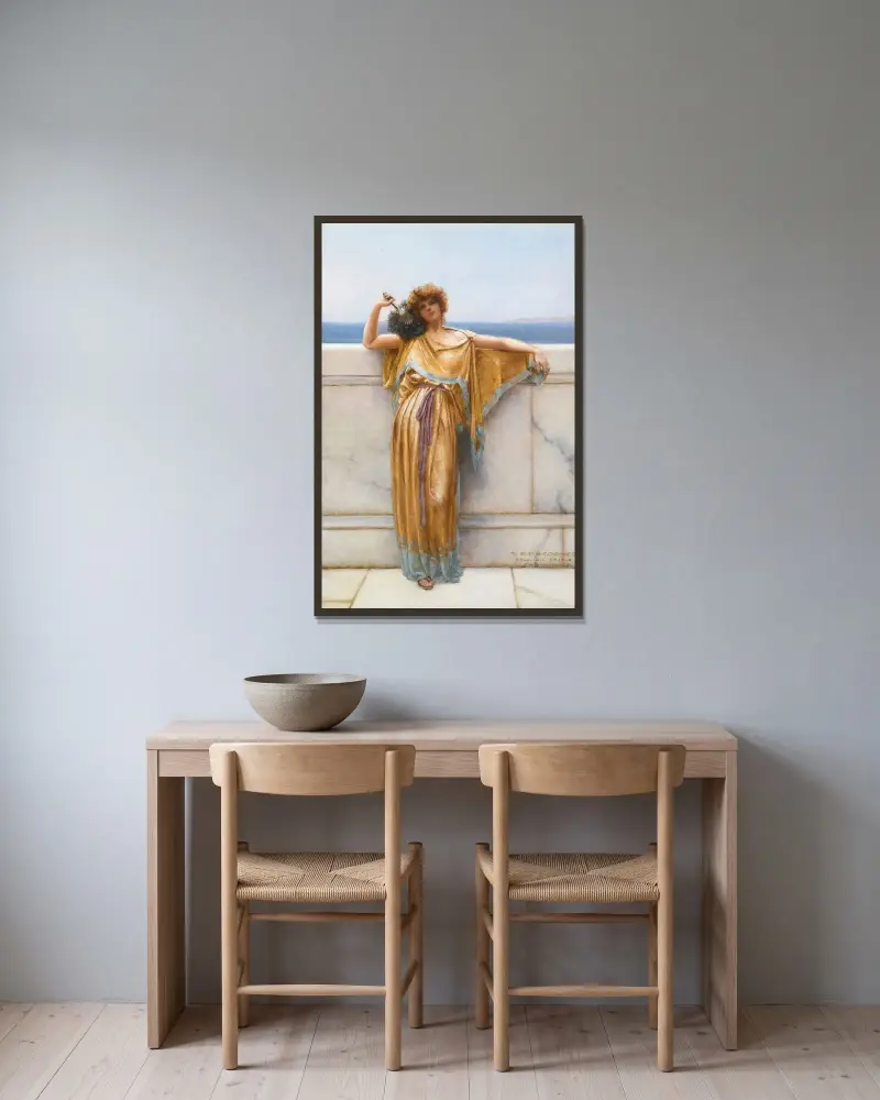 Clymene av John William Godward inramad på en vägg
