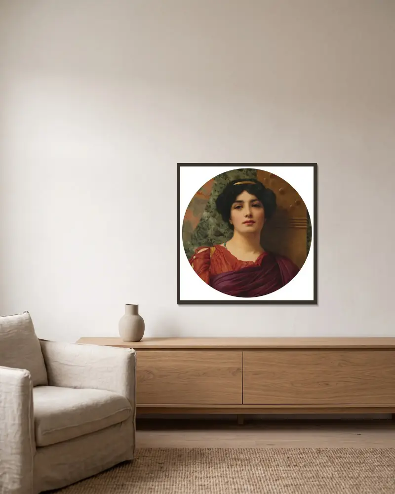 Contemplation av John William Godward inramad på en vägg