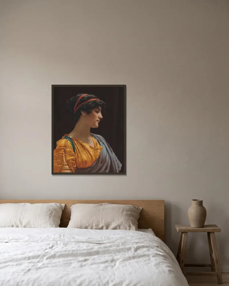 Cynthia av John William Godward inramad på en vägg