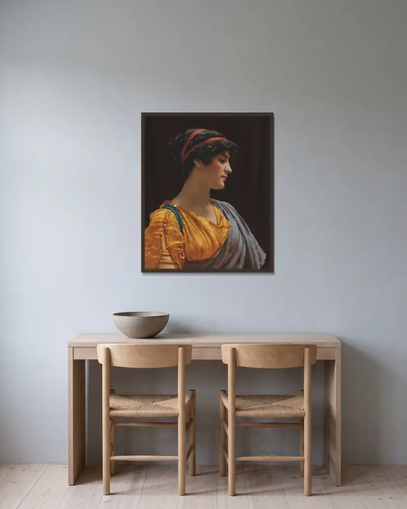 Cynthia av John William Godward inramad på en vägg