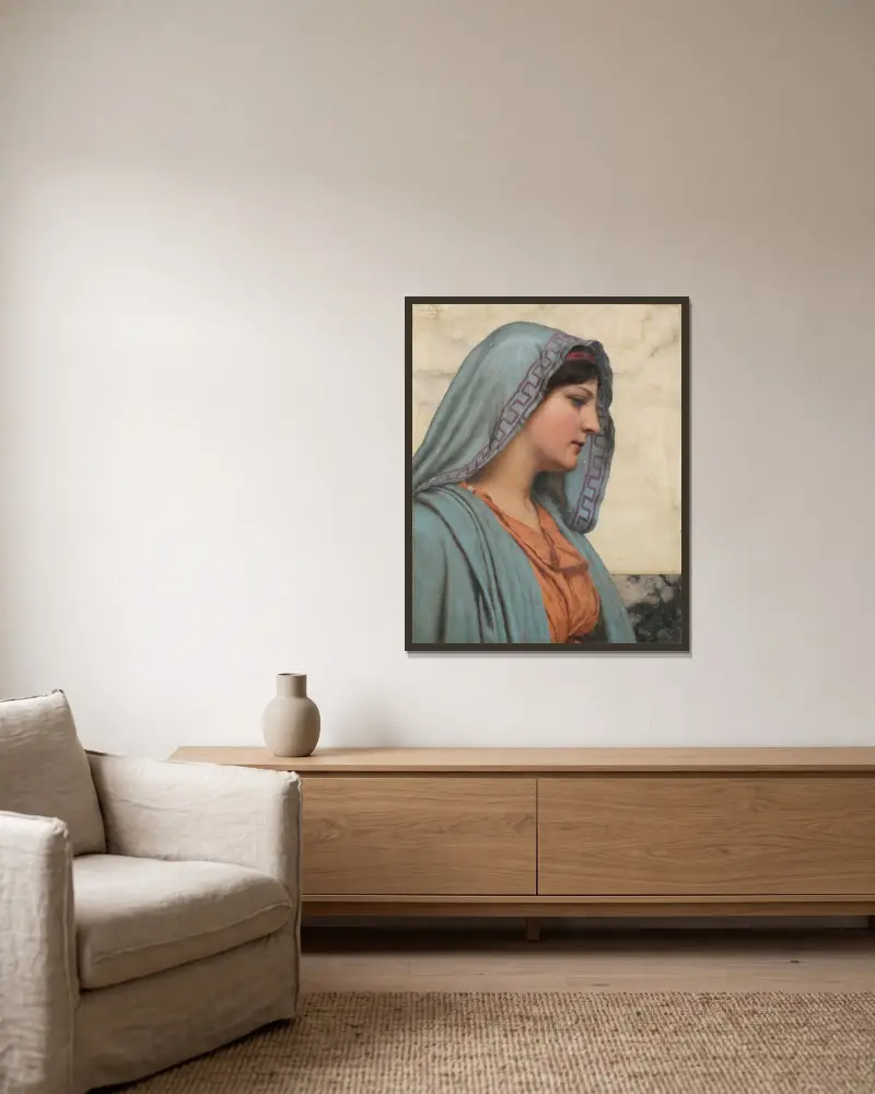 Cytheris av John William Godward inramad på en vägg