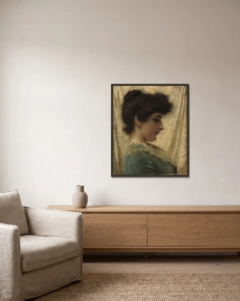 Dora 1887 av John William Godward inramad på en vägg