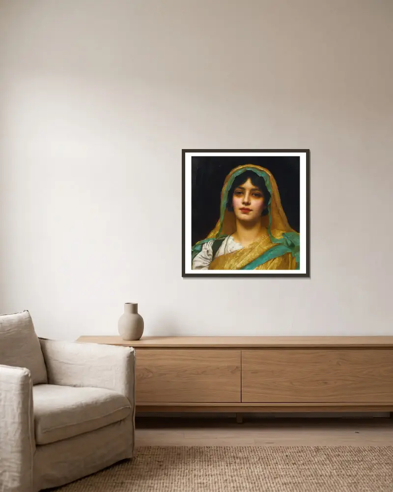 Flickhuvud, Atalanta av John William Godward inramad på en vägg