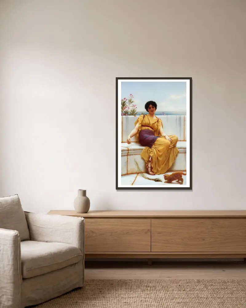 Lenošení, John William Godward v rámu na stěně