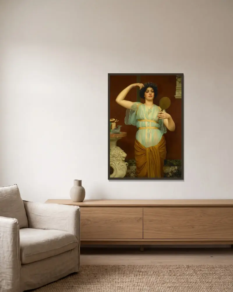 Ione av John William Godward inramad på en vägg