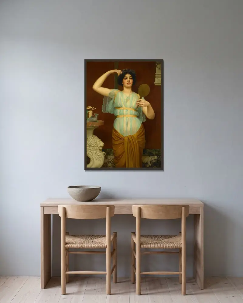 Ione av John William Godward inramad på en vägg