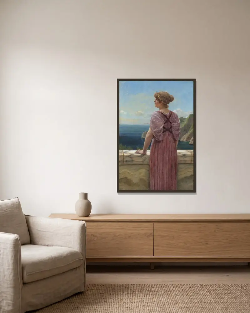 Memories, a study av John William Godward inramad på en vägg