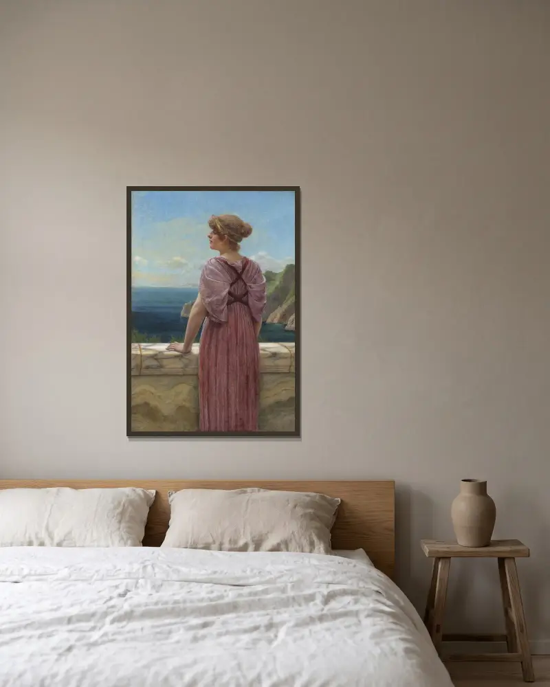 Memories, a study av John William Godward inramad på en vägg