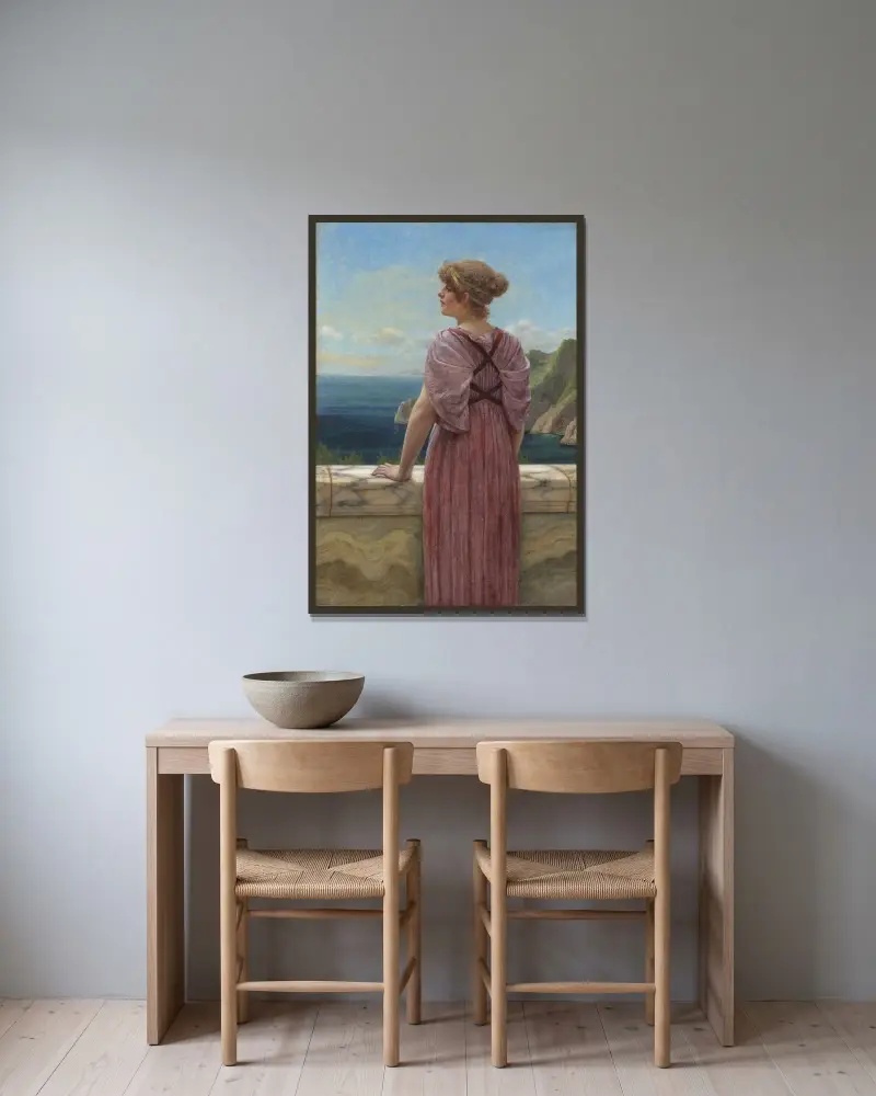 Memories, a study av John William Godward inramad på en vägg