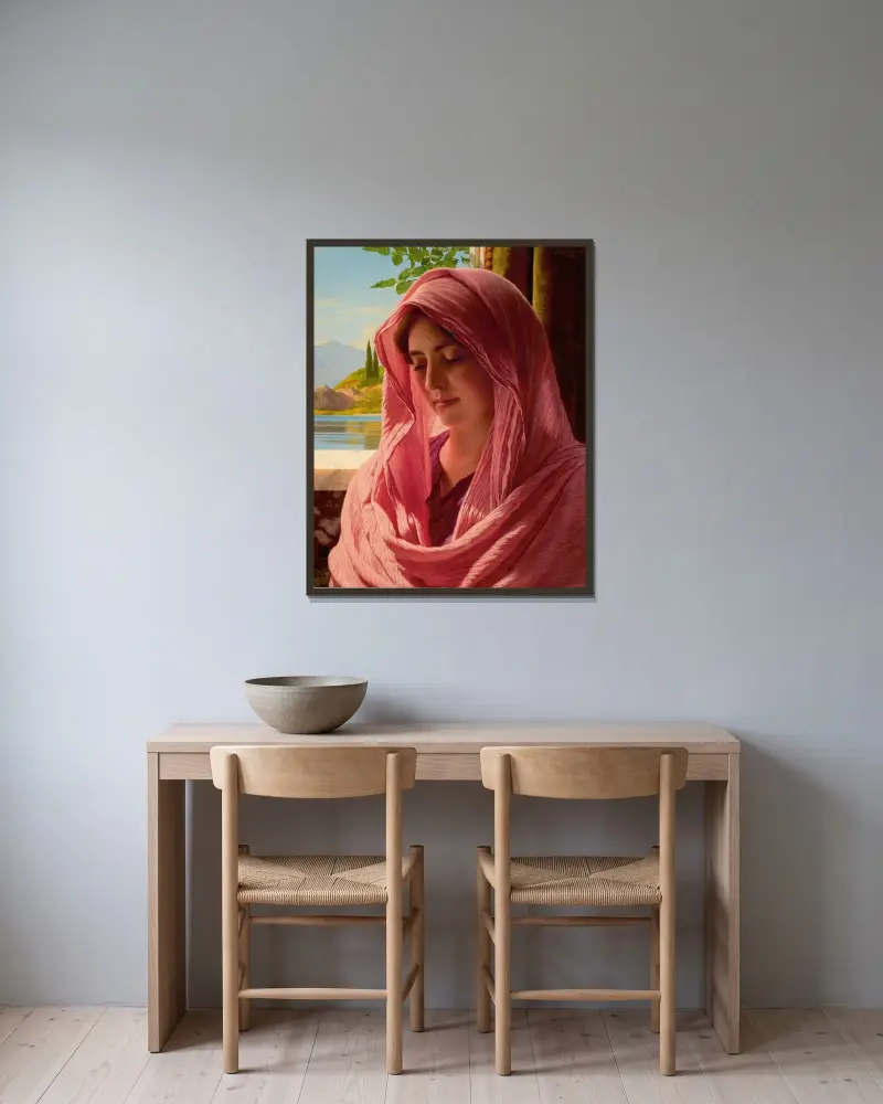Pyrallis av John William Godward inramad på en vägg
