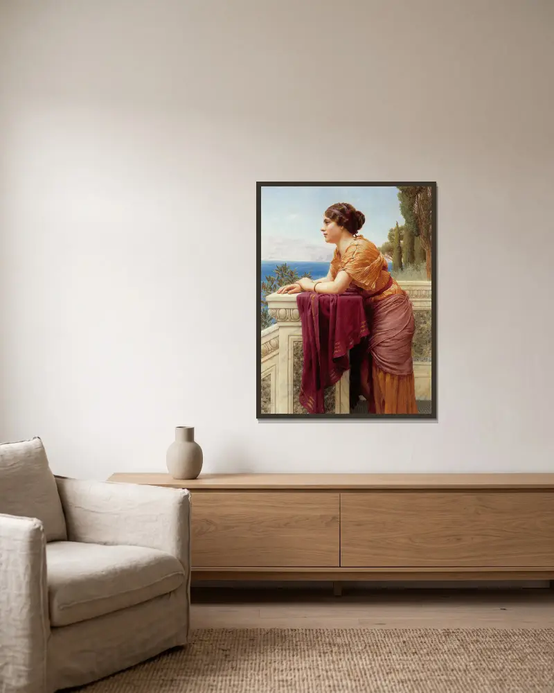 Der Belvedere von John William Godward gerahmt an einer Wand