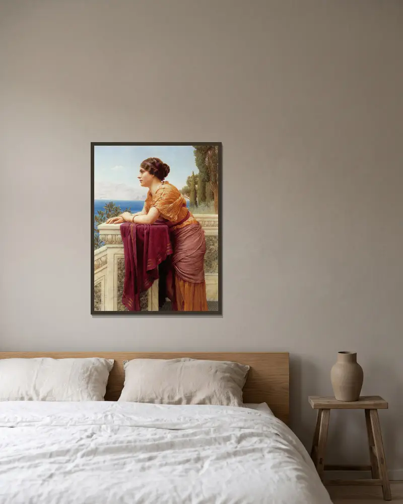 Der Belvedere von John William Godward gerahmt an einer Wand