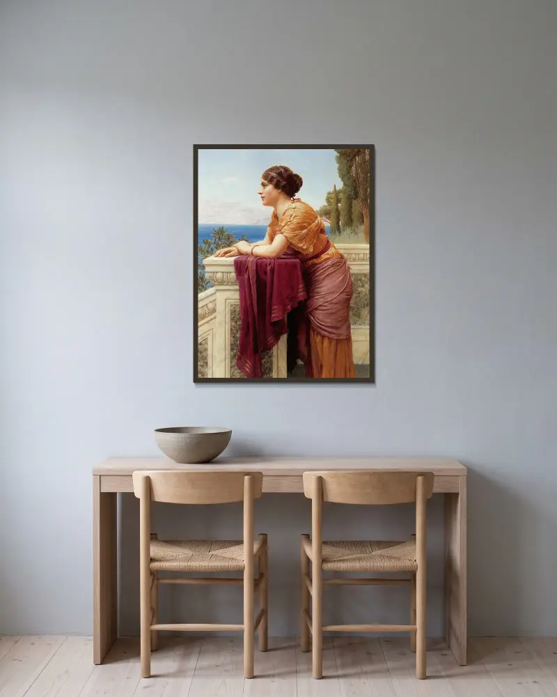 Der Belvedere von John William Godward gerahmt an einer Wand