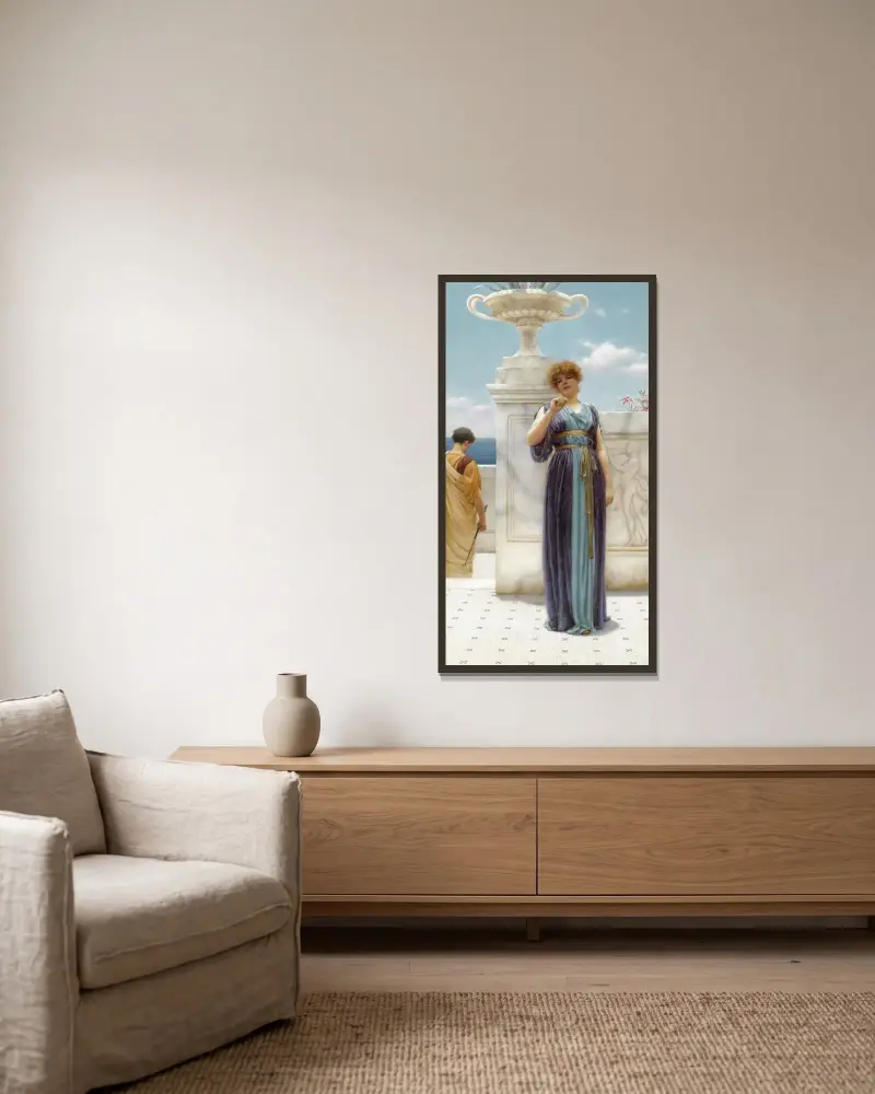 Förlovningsringen av John William Godward inramad på en vägg