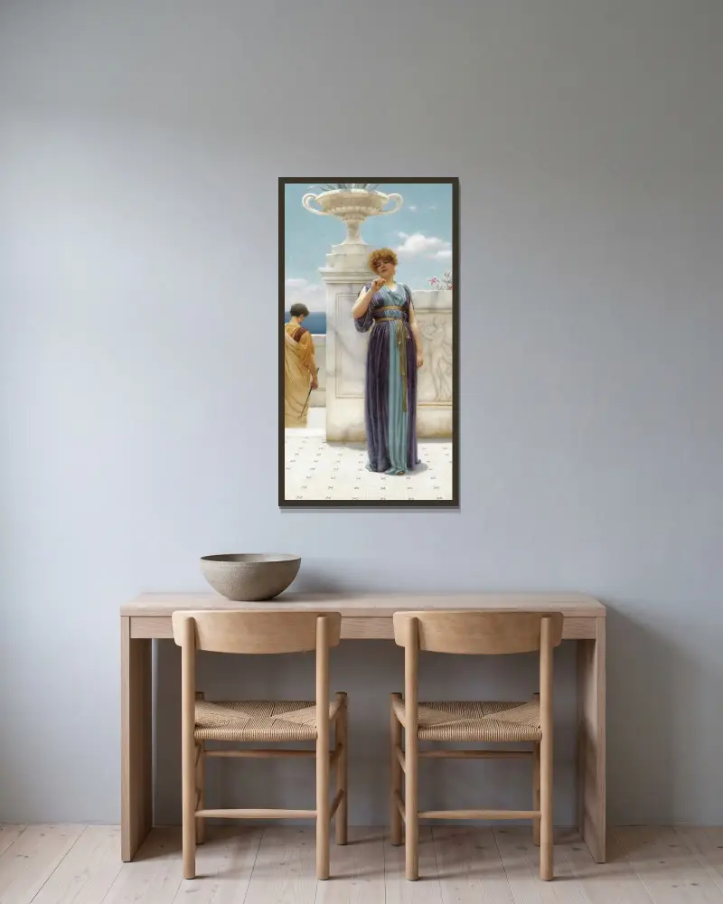 Förlovningsringen av John William Godward inramad på en vägg
