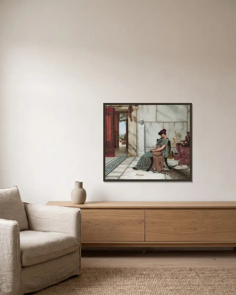 Förlovningsringen av John William Godward inramad på en vägg