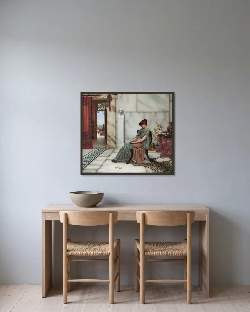 Förlovningsringen av John William Godward inramad på en vägg