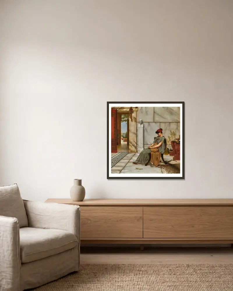 Der Verlobungsring von John William Godward gerahmt an einer Wand
