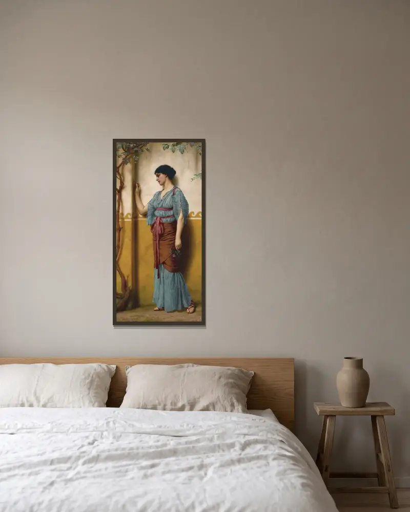 Mötesplatsen av John William Godward inramad på en vägg