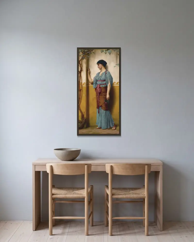 Mötesplatsen av John William Godward inramad på en vägg