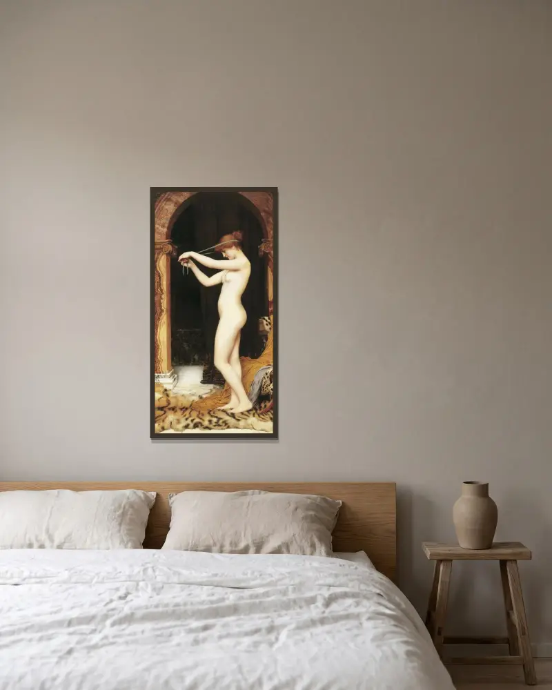 Venus av John William Godward inramad på en vägg