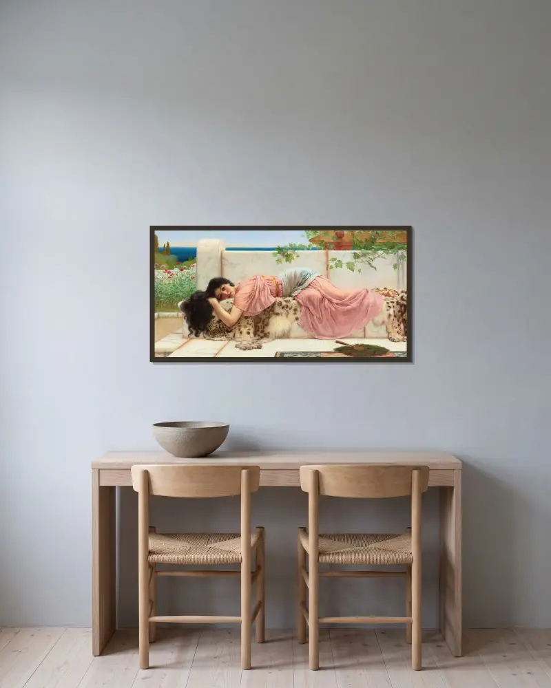 När hjärtat är ungt av John William Godward inramad på en vägg
