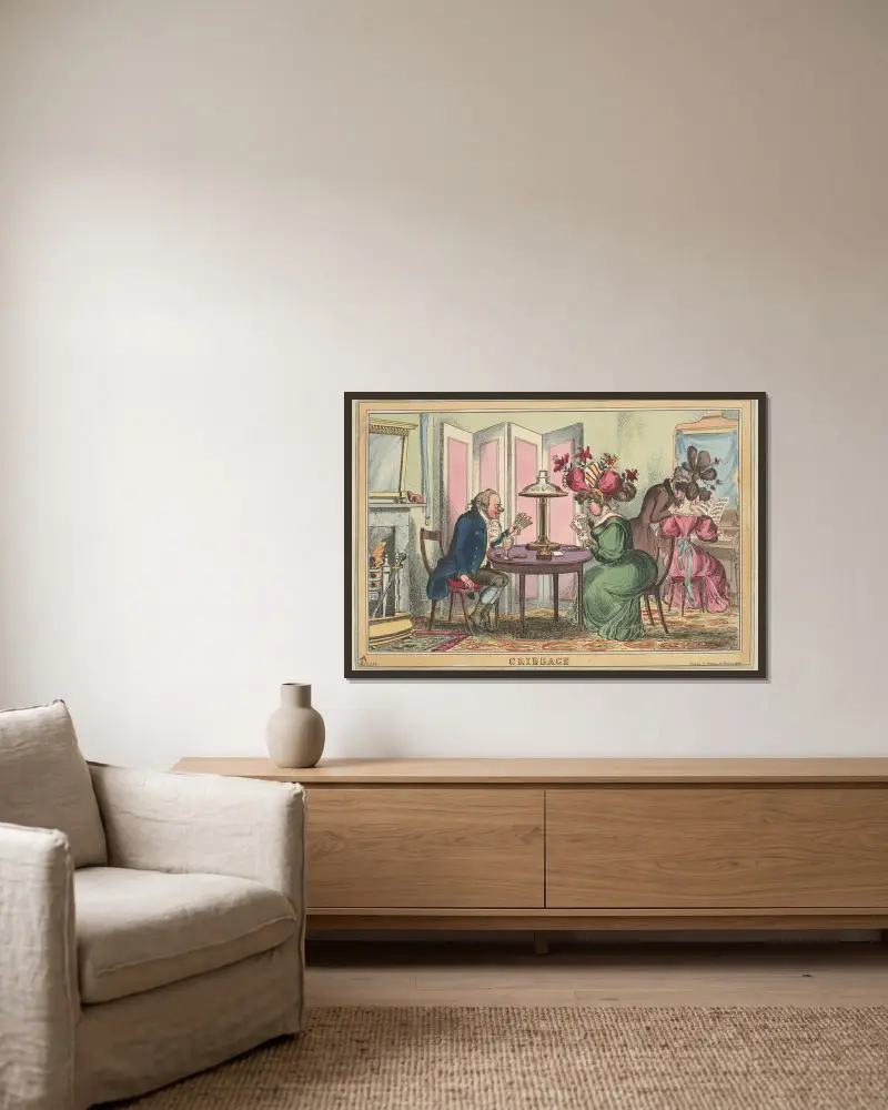 Cribbage von William Heath gerahmt an einer Wand