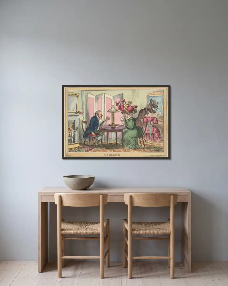 Cribbage von William Heath gerahmt an einer Wand
