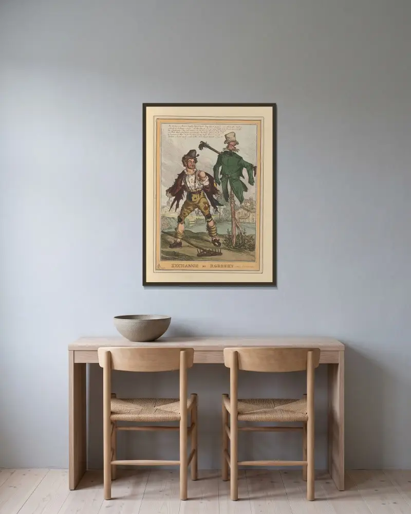 Byt inte, rån inte von William Heath gerahmt an einer Wand